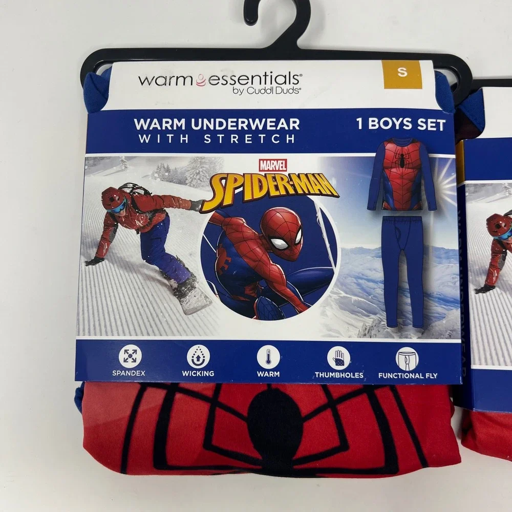 Warm Essentials Cuddl Duds Spiderman Underwear 2 pc Set Boys S 6/7 Marvel NWT